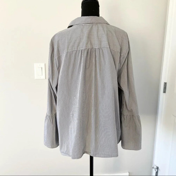 Jasmine & Juliana Striped Bell Sleeve Embroidered  Top - Picture 3 of 16